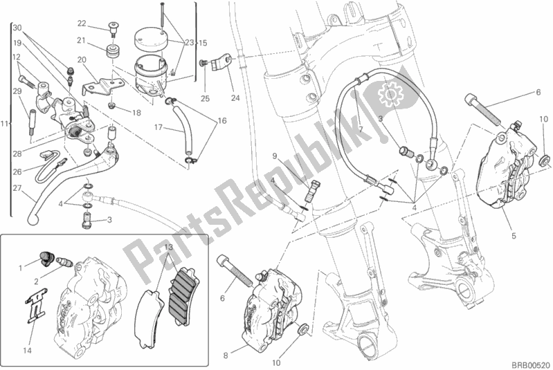 All parts for the Front Brake System of the Ducati Monster 1200 R USA 2017